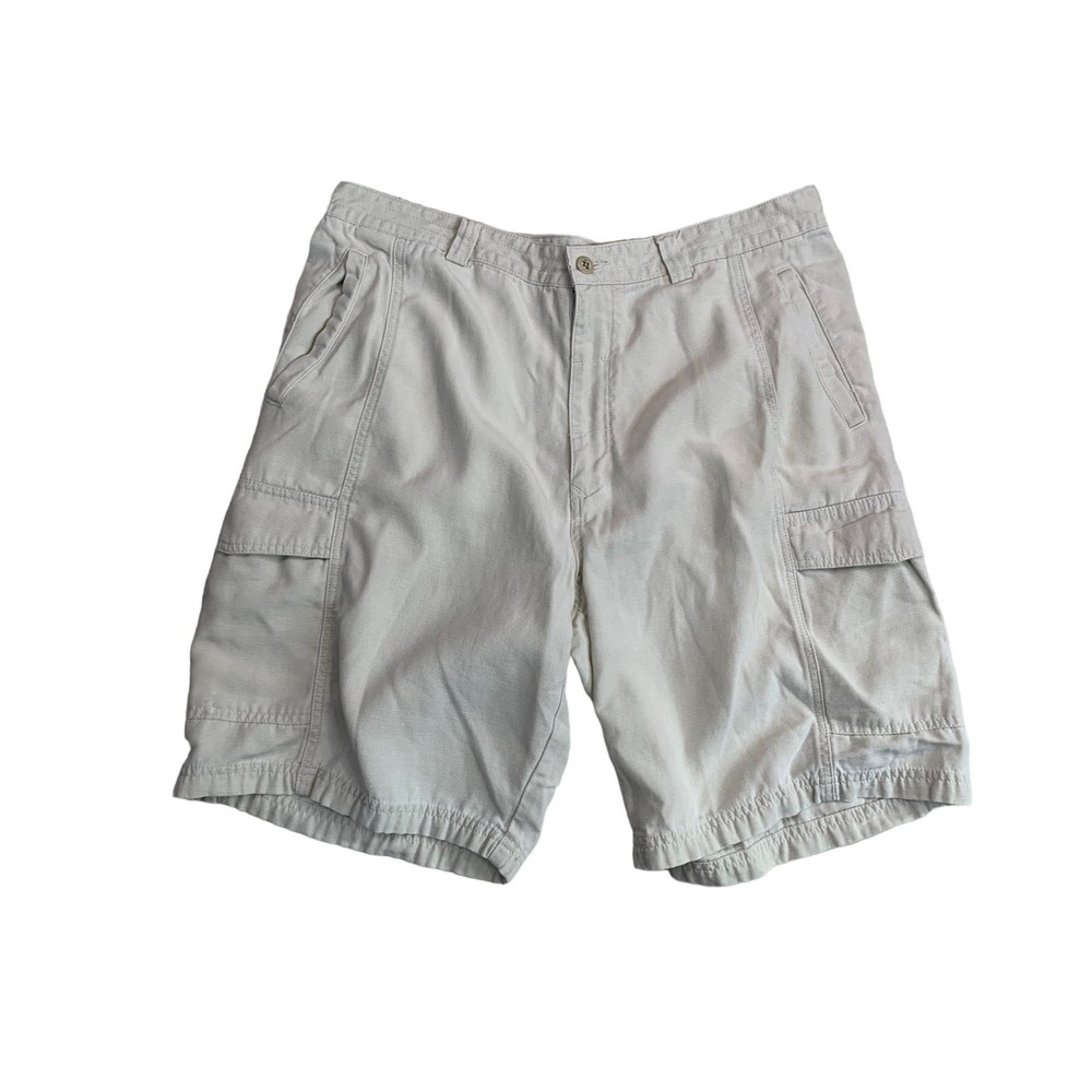 Tommy Bahama Relaxed Cargo Shorts Men's Waist 38 Khaki 9" inseam Cotton Tencel